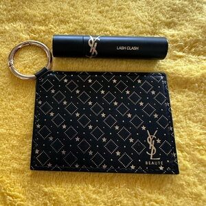 Yves Saint Laurent Black and Gold holiday keyring mirror NWOT